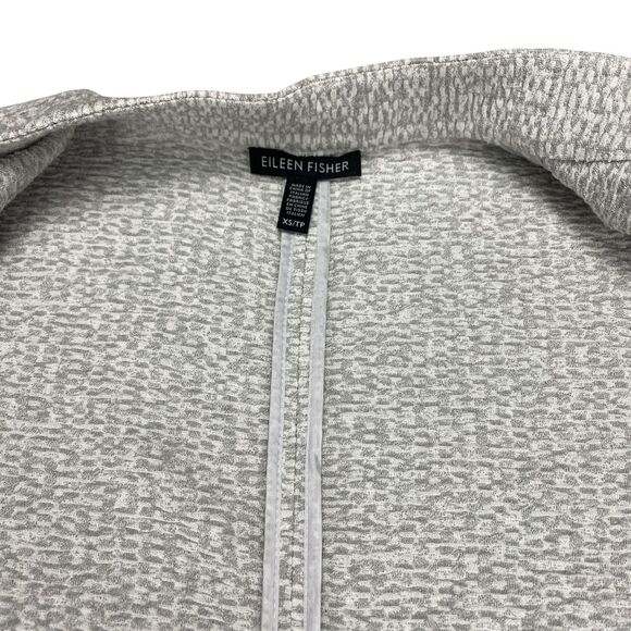 Eileen Fisher System Textural Cotton Tencel Stretch Jacket Gray White Size XS - Picture 9 of 11